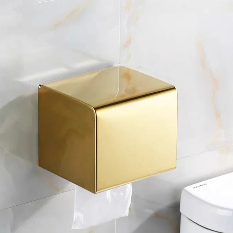 Toilet Paper Box phone Holder Gold Stainless Steel Roll Paper Rack Waterproof Paper Towel Holder Bathroom Black Tissue Box