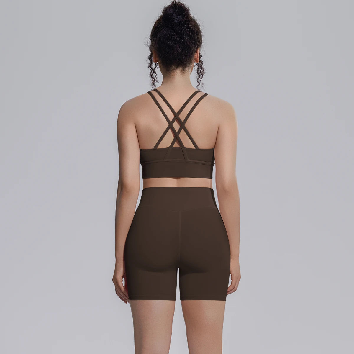 2PCS/set Yoga Set Summer Breathable Running Cycling Backless Sports Bra High Waist Peach Buttocks Fitness Shorts Gym Yoga Set