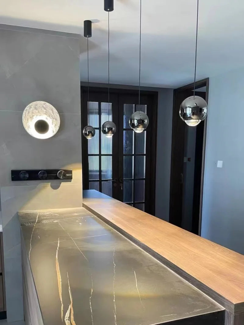 Nordic Modern Light Luxury Marble Wall Lamp Bedroom Background Led Lighting Decoration Creativity Mirror Aisle Sconce Indoor