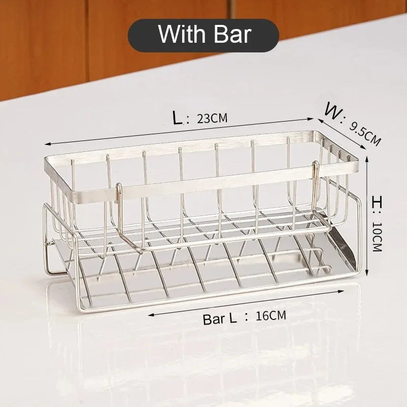 Kitchen Sink Drain Rack Organizer Kitchen Multifunctional Stainless Steel Drain Rack for Sponge Cleanser Organizer