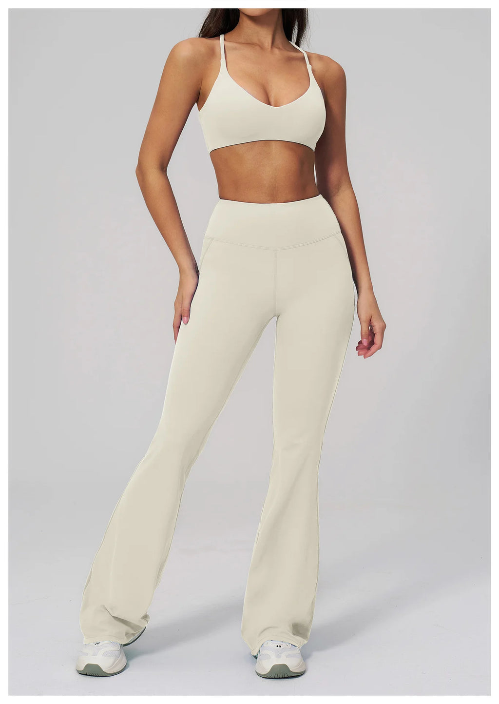 2PCS Flared Pants Yoga Set Women's Tracksuits Gym Fitness Outfits Sports Sets Female Shockproof Sports Bra Yoga Workout Clothes