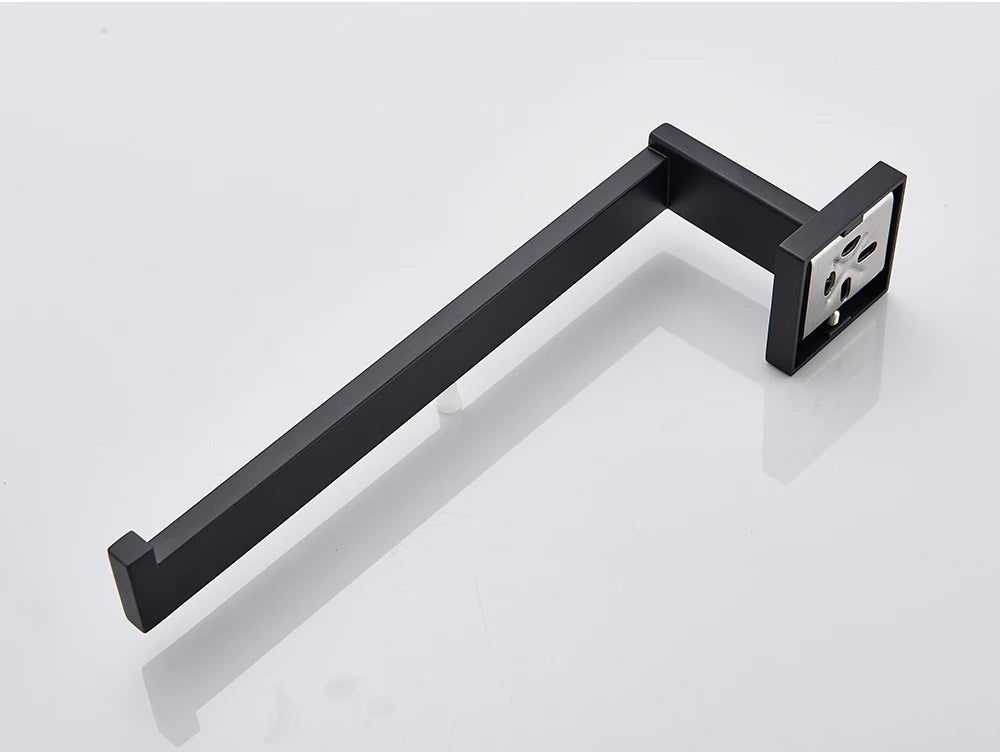 Bathroom Hardware Set Black Robe Hook Towel Rail Bar Shelf Tissue Paper Holder Wall Mounted Bathroom Accessories