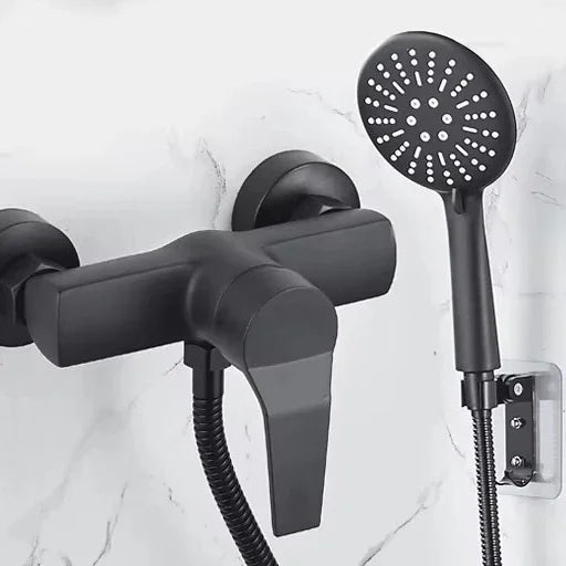 Black Wall-Mounted Shower Mixer Faucet - Single Handle Hot/Cold Water Control Valve for Household Bathroom Accessories