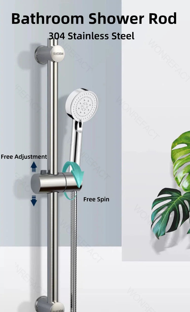 Bathroom Shower Seat Holder Rod Rail Wall Mounted Shower Slide Bar Adjustable Handheld Shower Bracket 304 Stainless Steel