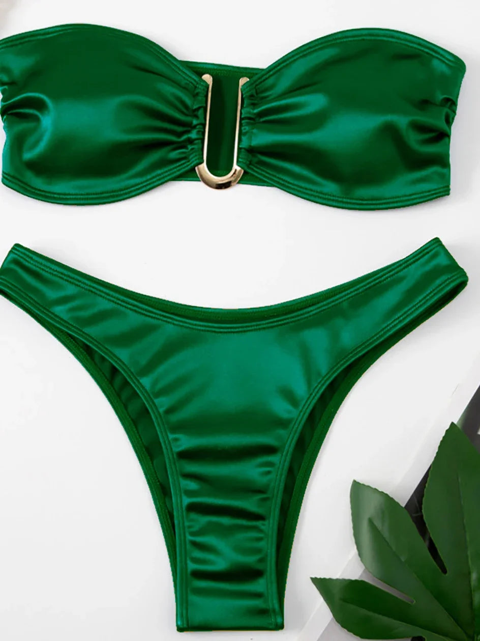 Bandeau Bikini Swimsuit Women 2026 Two-piece Swimwear Thong Bikinis Sets Female Bathing Suit Push Up Monokini Beach Wear Biquini