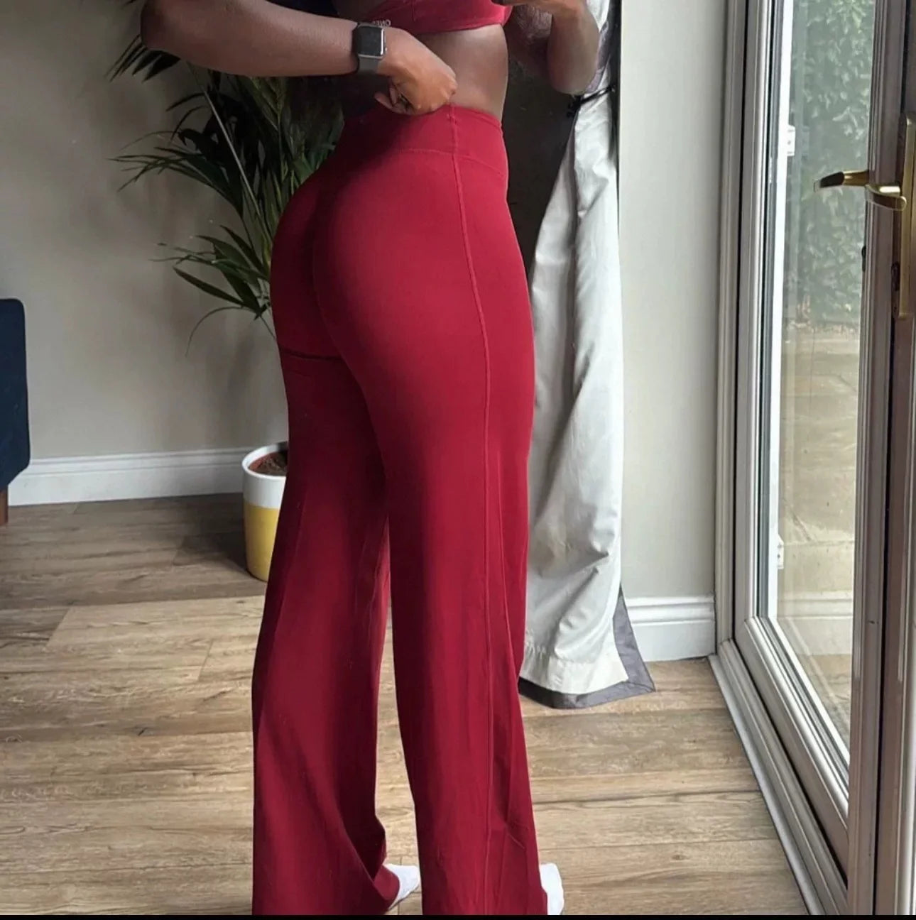 2026 C-B Women High Waist V Back Scrunch Straight Leg Yoga Pants Naked Feel Tummy Control Stretch Gym Pilates Sports Trousers