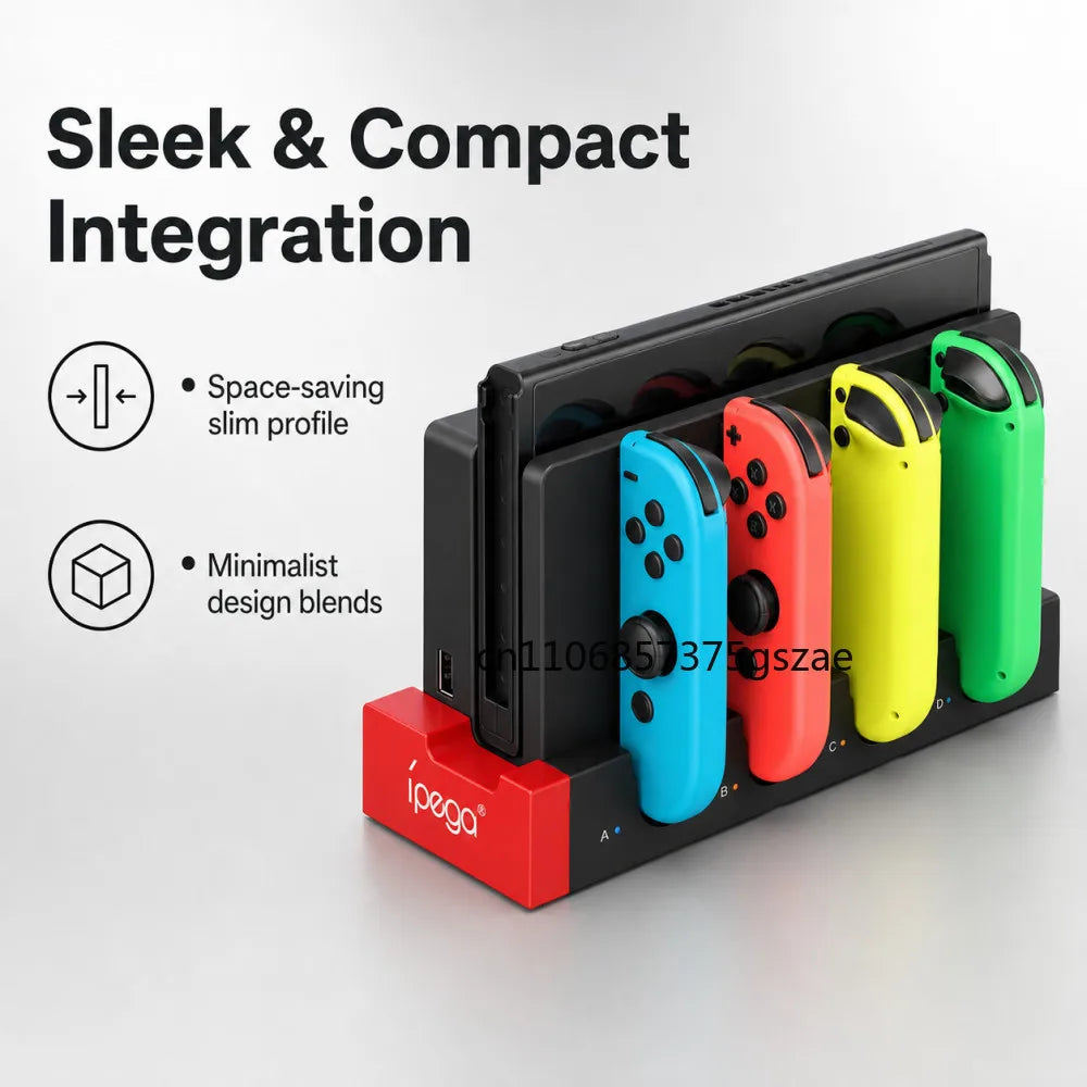 PG-9186 Joycon Charging Dock Station for Switch&OLED - Charges Up To 4 Controllers, Compatible with Switch and OLED Model