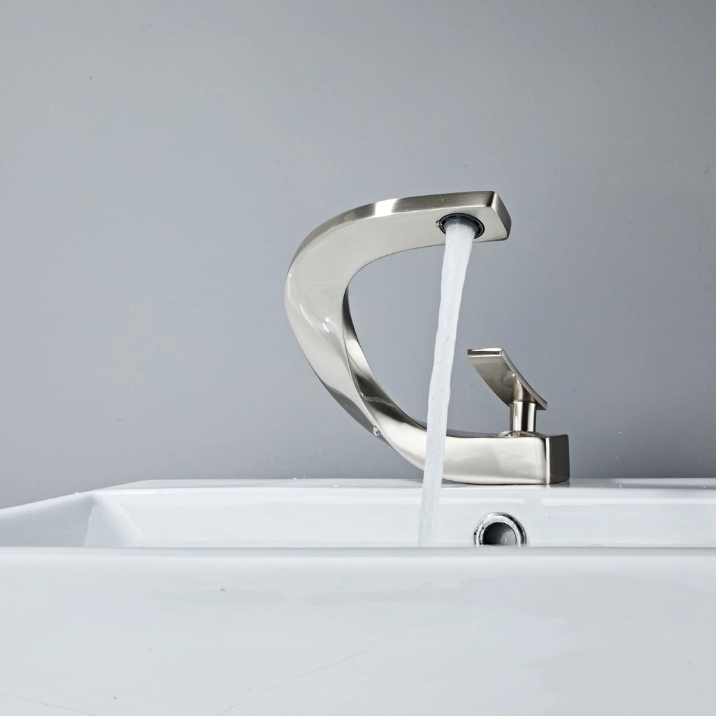 Basin Faucet  Brass Hot and Cold Wash Basin Faucet White with Gold Bathroom Basin Modern Minimalist Creative Faucet PP-12085