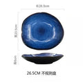 Nordic Style Blue Kiln Turned Ceramic Food Plate Steak Pasta Western Cuisine Plate Kitchen Utensils Dining Table Decoration