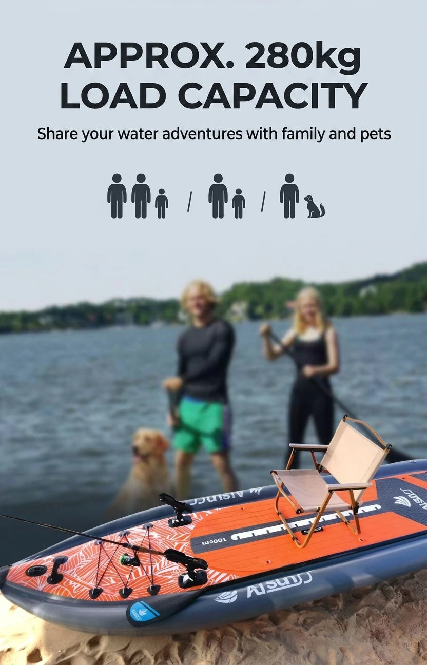 Inflatable Fishing Boat Kayak SUP Thickened Sea Fishing Paddle Board with Rod Holders, Stable Lure Fishing Platform