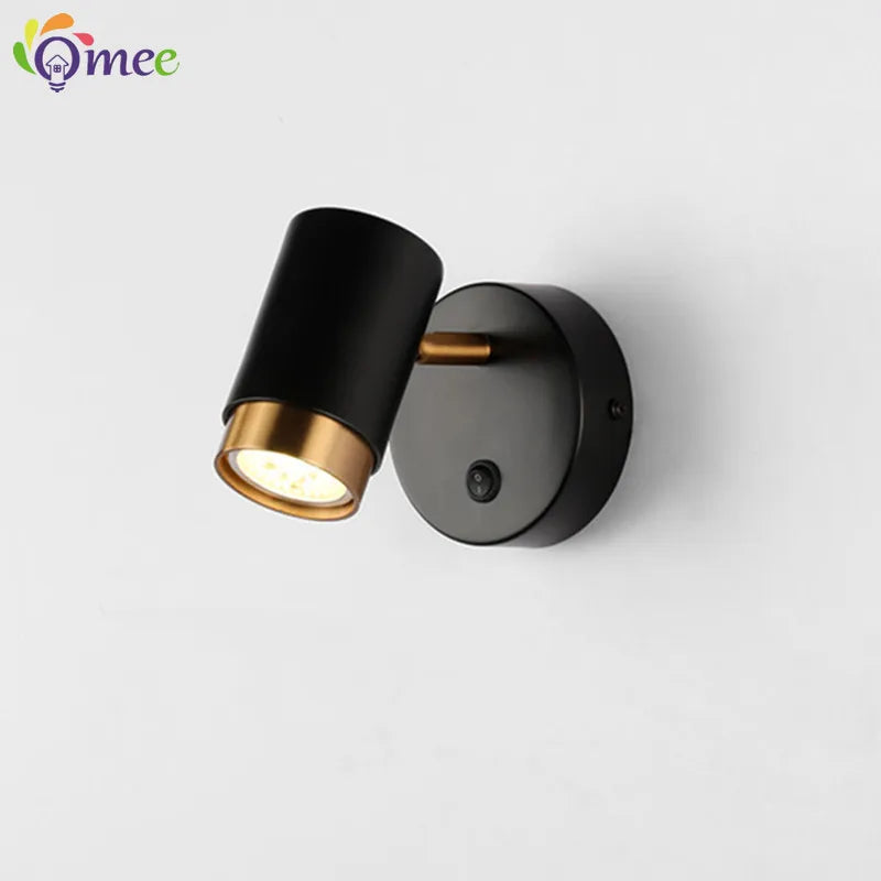 5W Wall Lamp Black/White Modern Aisle Wall Light Adjustable For Bedside Bedroom Lights Corridor sconce AC110-240VGU10 LED Switch