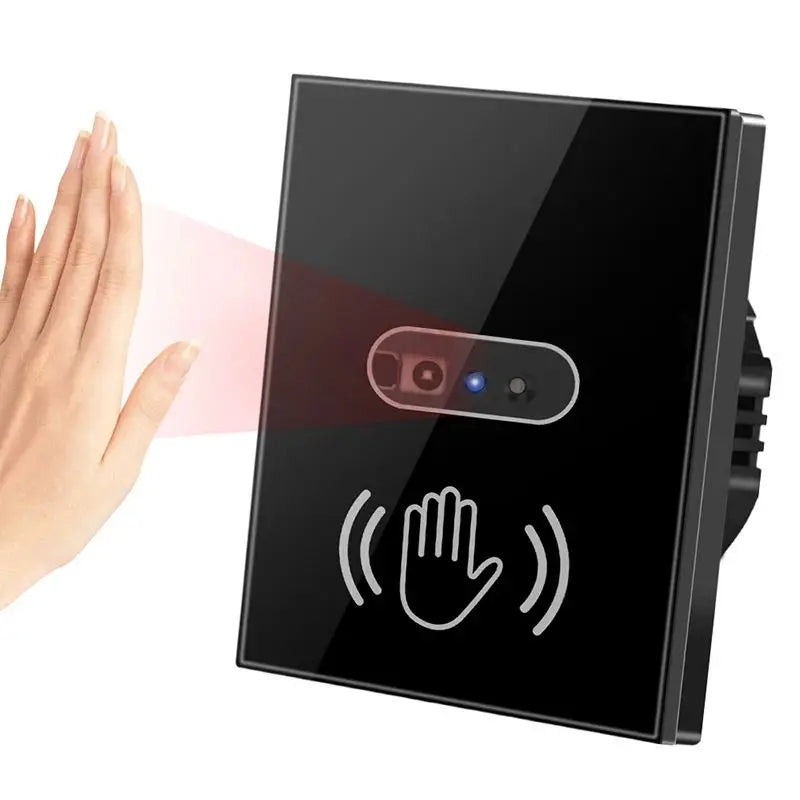 EU US Smart Wall Light Switch Hand Sweep Sensor Infrared Sensor Switch Glass Display Panel Neutral Wire10A No Touch Needed ﻿