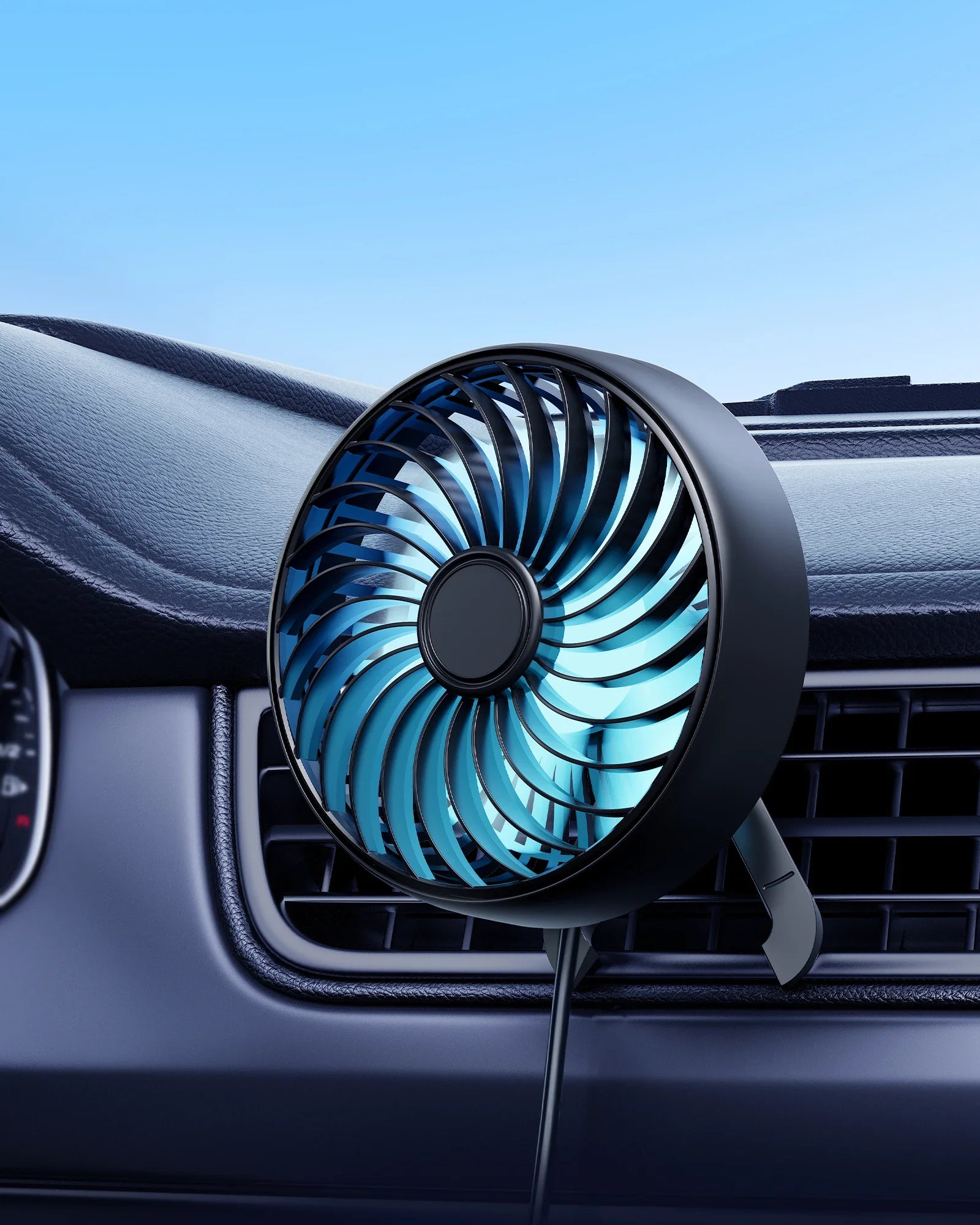 Car Air Vent Fan with Colorful Breathing Light USB Powered 3 Speed Wind Cooling Fan 360° Rotatable Quiet Fan Car AC Fans