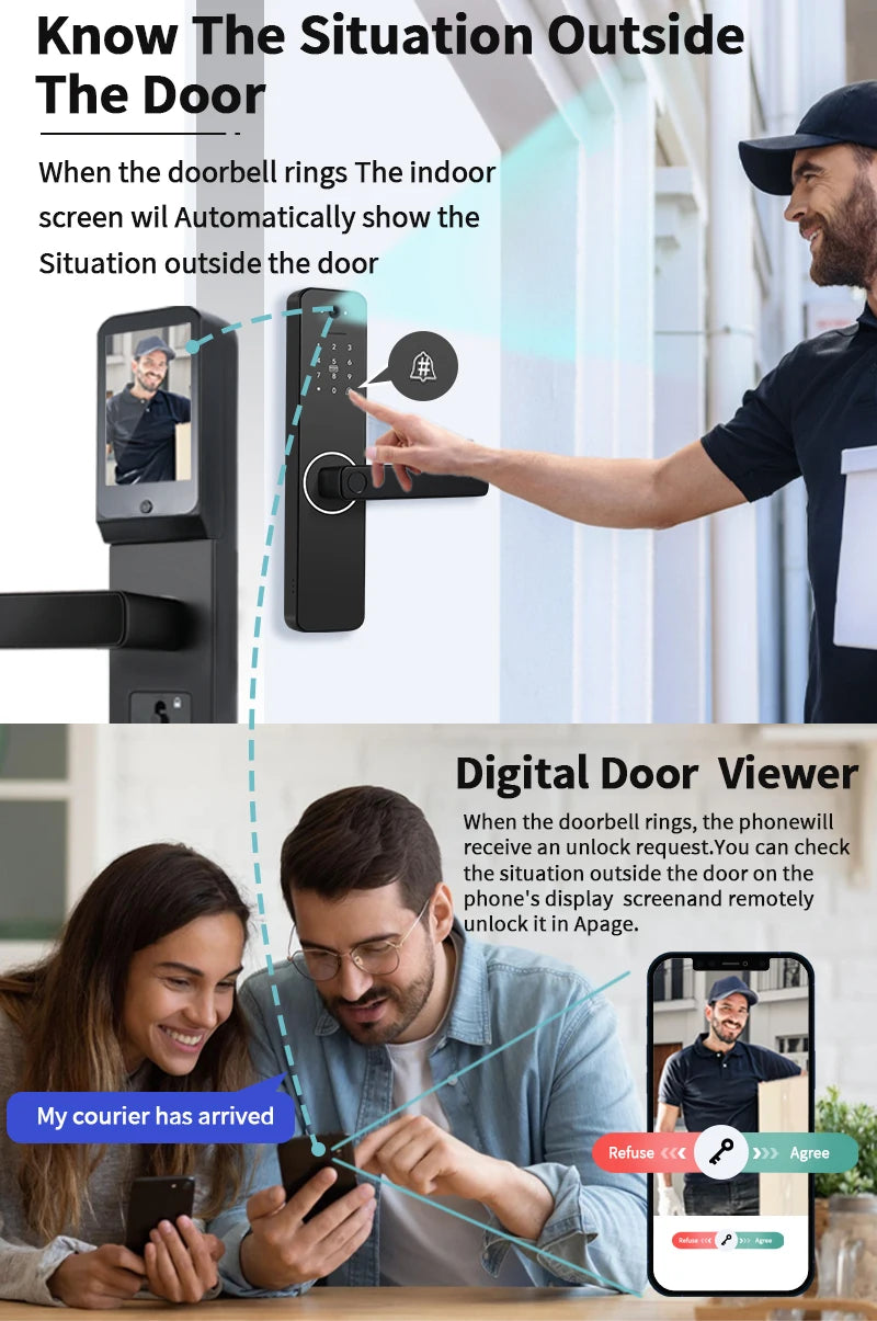 DSKDFTY Tuya wifi Smart Door Lock Digital Electronic Lock Remote APP Fingerprint Password RFID Unlock For Home house