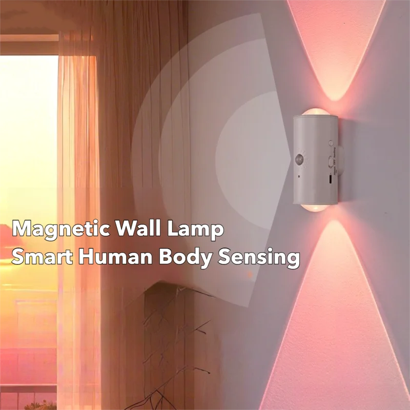 Smart Sensing LED Wall Lamp RGB Ambient Lighting Rechargeable Magnetic Wall Sunset Light Bedroom Corridor Staircase Night Lights