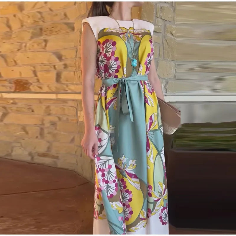 Printed Women's Dress Half Sleeve Round Neck Long Dress Tassel Hem Dress Daily Fashion Outfit Suitable for Date Party 2026