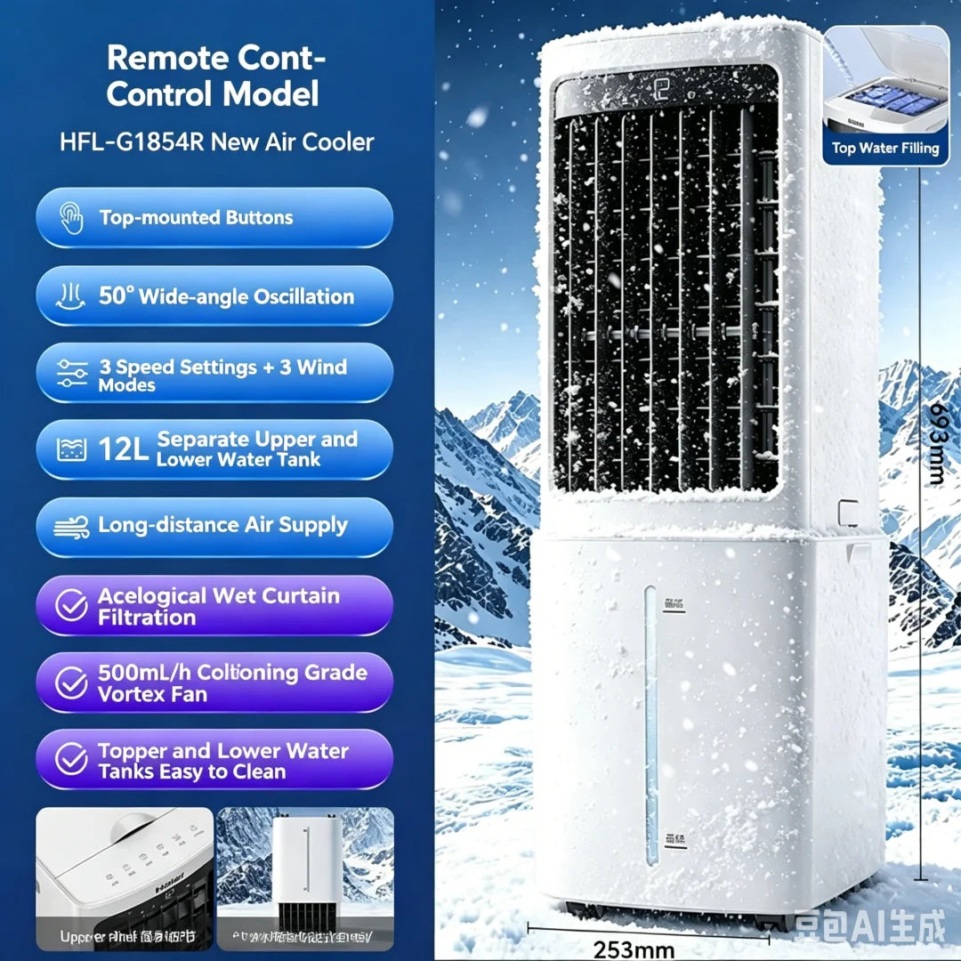 Household Single-Cool Water Cooling Air Cooler Portable Refrigeration Fan Movable Mini Air Conditioner Cold Wind Machine