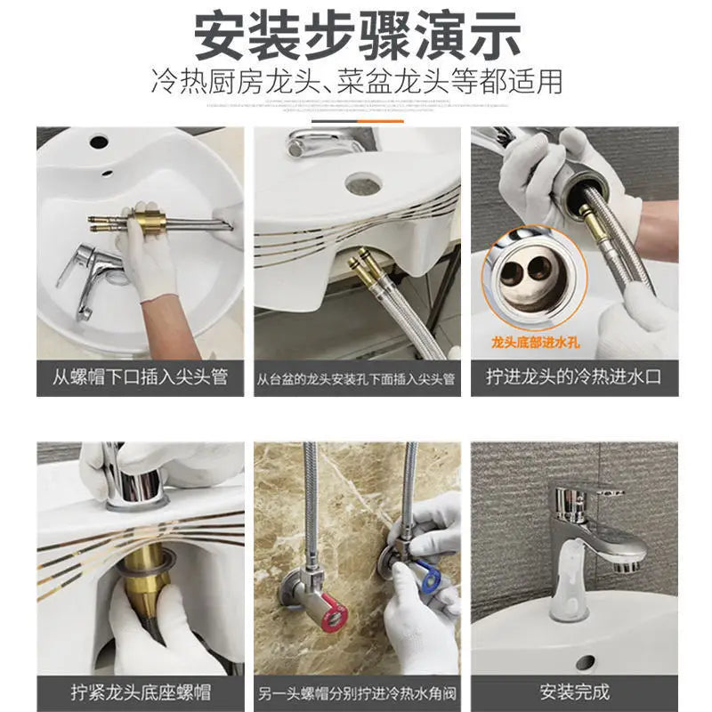 New 60cm/80cm/100cm Stainless Steel Faucet Hoses Cold Hot Mixer Faucet Water Inlet Pipe Kitchen Faucet Bathroom Tap Hose Tube