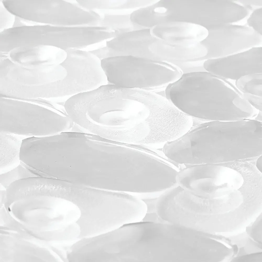 Premium Transparent Non-Slip Shower Mat 20.5x21 PVC Bathtub Mat with Strong Suction Cups Pebble Texture Quick Drain Holes