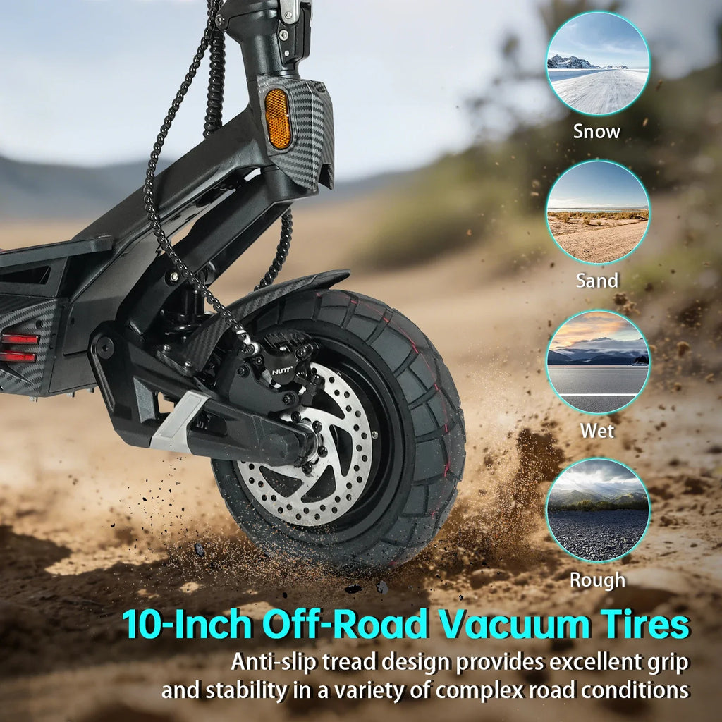 High Power Dual Motor 3000W*2 Electric Scooter 10 Inch Anti-Shock Tires Foldable Adult Off Road E Scooter Long Distance Travel Scooter