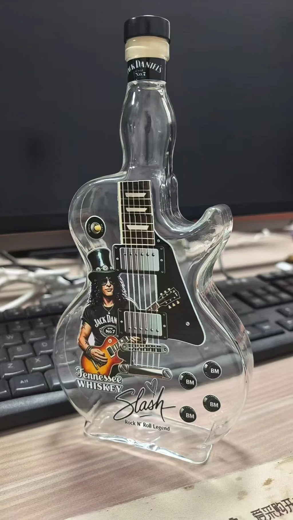 Whiskey Guitar Shaped Glass Bottle Novelty Bar Home Table Decor Handmade Clear Liquor Spirits Carafe Gift