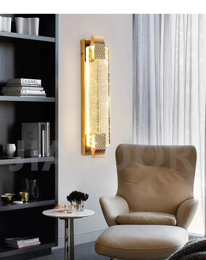 Luxury Wall Lamp Modern Gold Black LED Lamp TV Background Light Bedroom Bedside Living Room Decoration Indoor Light Bedside Lamp
