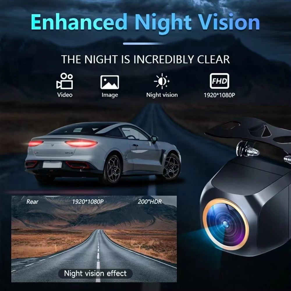AHD 1920x1080P Car For View Camera 200° Fisheye Golden Lens Full HD Night Vision Vehicle back car reversing Front Camera
