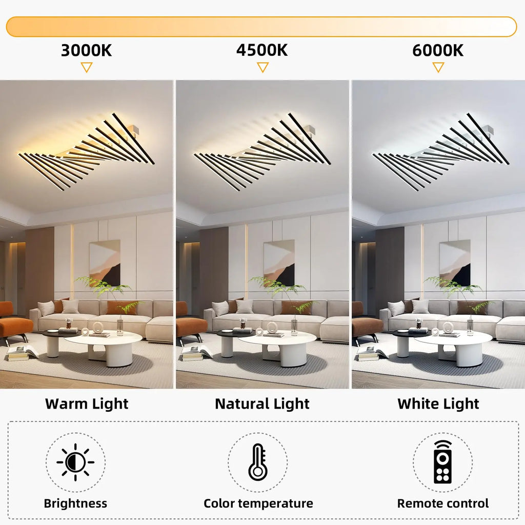Modern LED Suitable for Living Room Pendant Lights With Remote Control Indoor Bedroom Office Lighting Long Strip Ceiling Lights