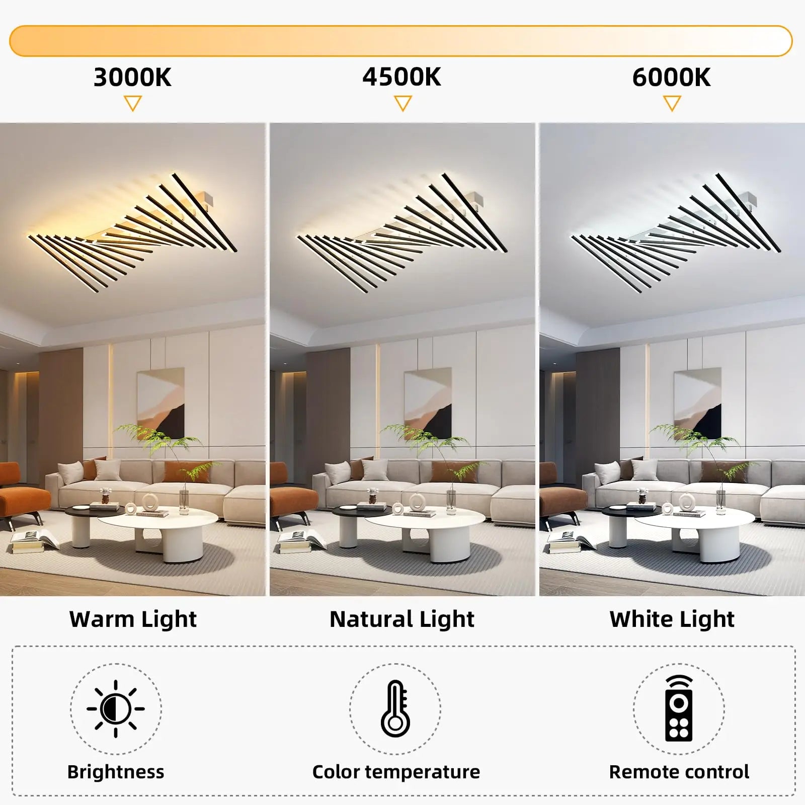Modern LED Suitable for Living Room Pendant Lights With Remote Control Indoor Bedroom Office Lighting Long Strip Ceiling Lights