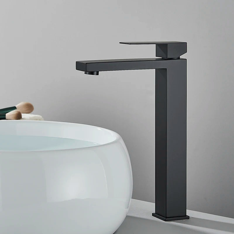 Senlesen Brushed Gold Bathroom Faucet Basin Faucets Deck Mounted Sink Mixer Tap Stainless Steel Countertop Hot Cold Water Crane