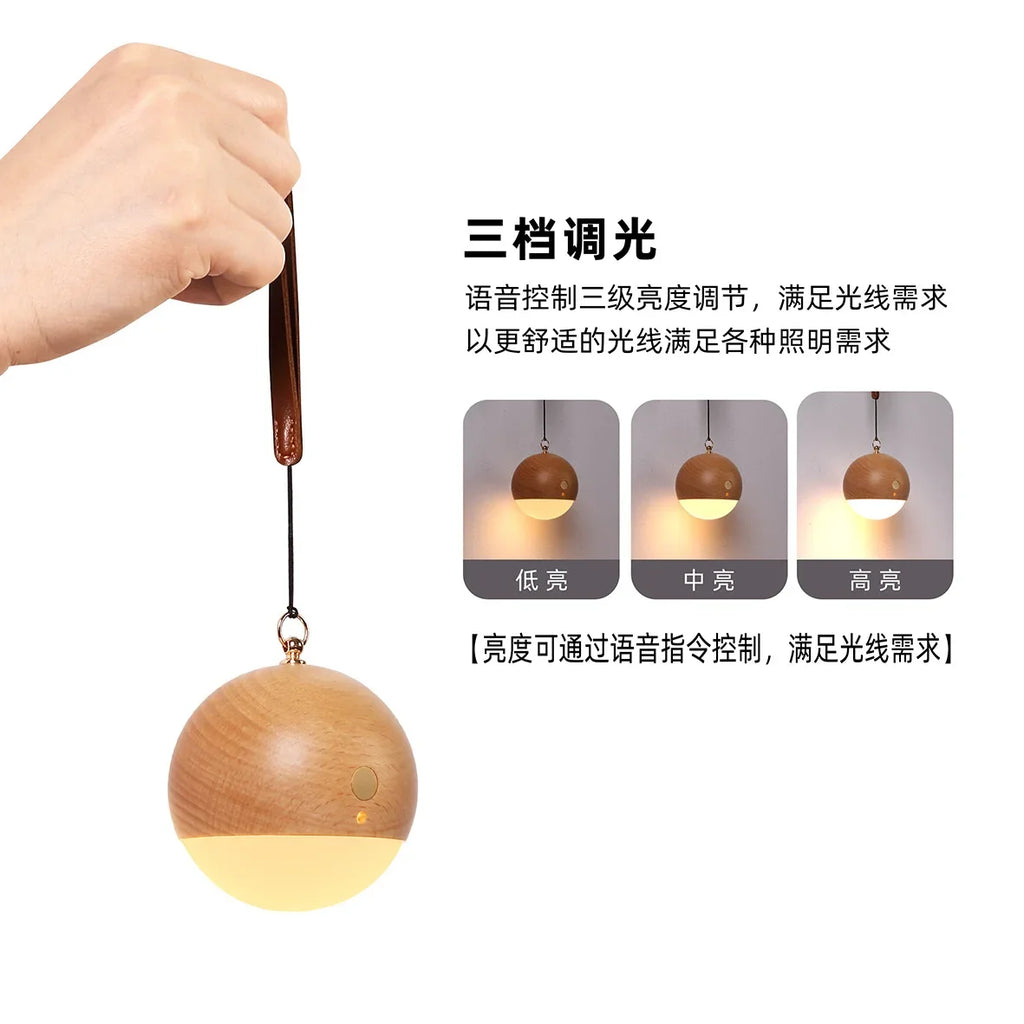 Smart Voice Control Light Portable Light USB Charging Wall Lamps Bedside Light Wall Hanging Wireless Round Atmosphere Lighting