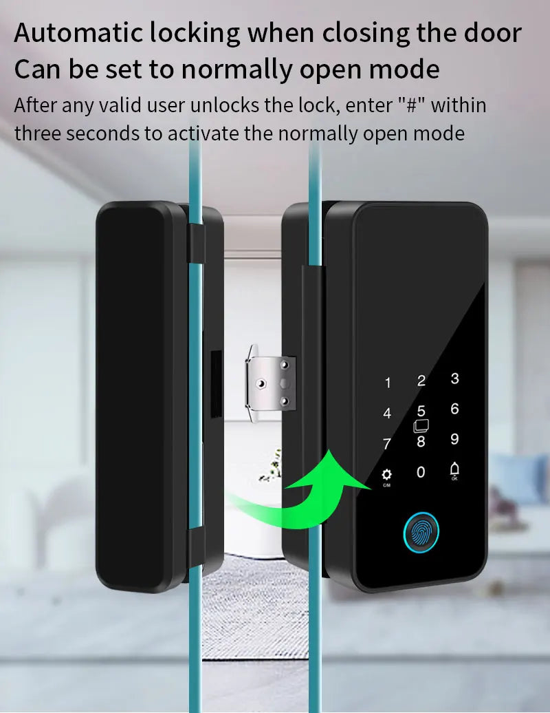 Multifunctional Smart Glass Door Lock Electronic Digit Biometric Fingerprint Tuya App Key Electric Smart Life Digital Door Lock