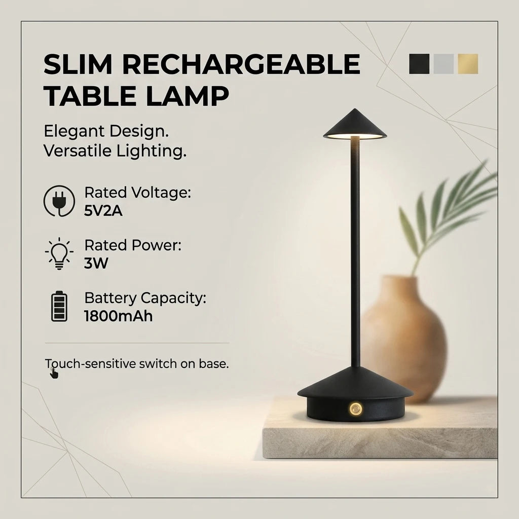 Rechargeable LED Wireless Cordless Table Desk Night Bedside Lamps Touch Sensor Decoracion Lamp for Restaurants Hotel Bedroom Bar