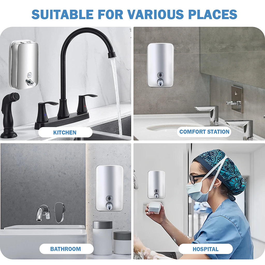 850ML/1050ML Stainless steel Wall Mount Soap Dispenser Bathroom Liquid Soap Detergent Shower Gel Storage Bottle Toilet Kitchen