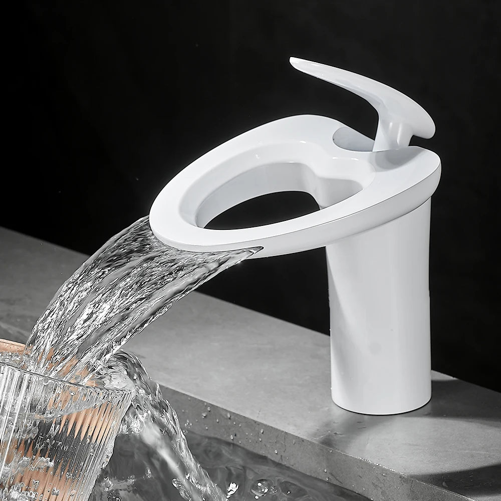 Black Basin Faucets Waterfall Bathroom Faucet Single handle Basin Mixer Tap Bath Faucet Brass Sink Water Crane Silver 855964
