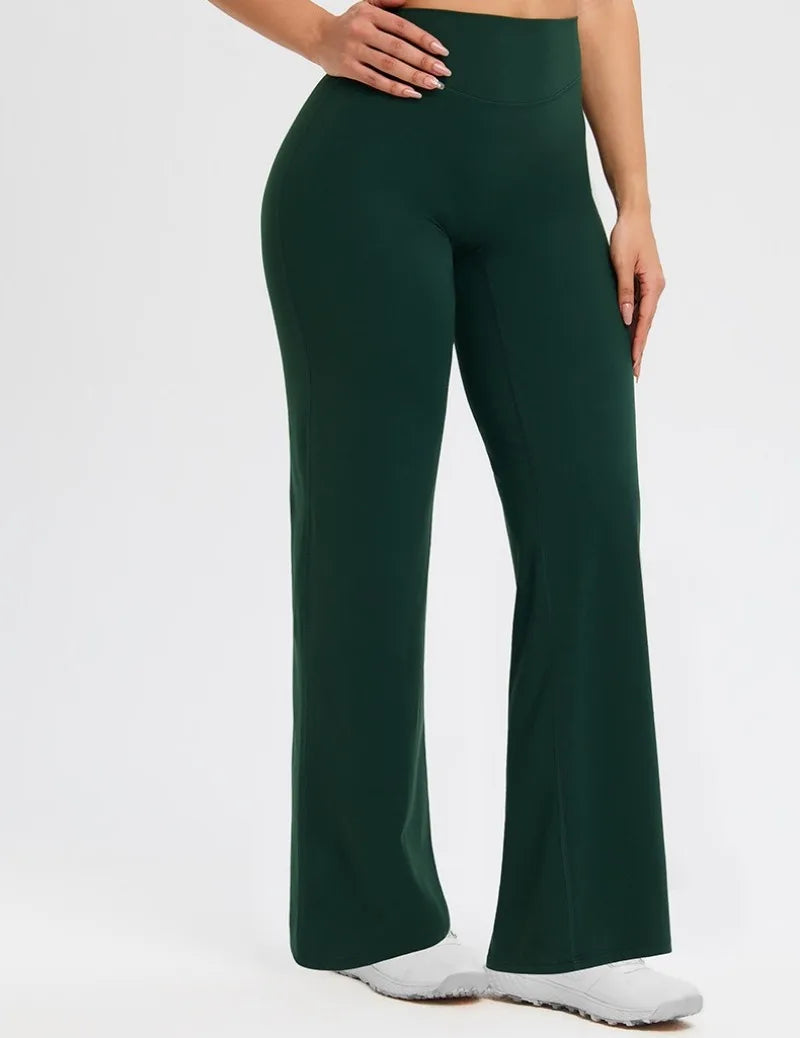 2026 C-B Women High Waist V Back Scrunch Straight Leg Yoga Pants Naked Feel Tummy Control Stretch Gym Pilates Sports Trousers