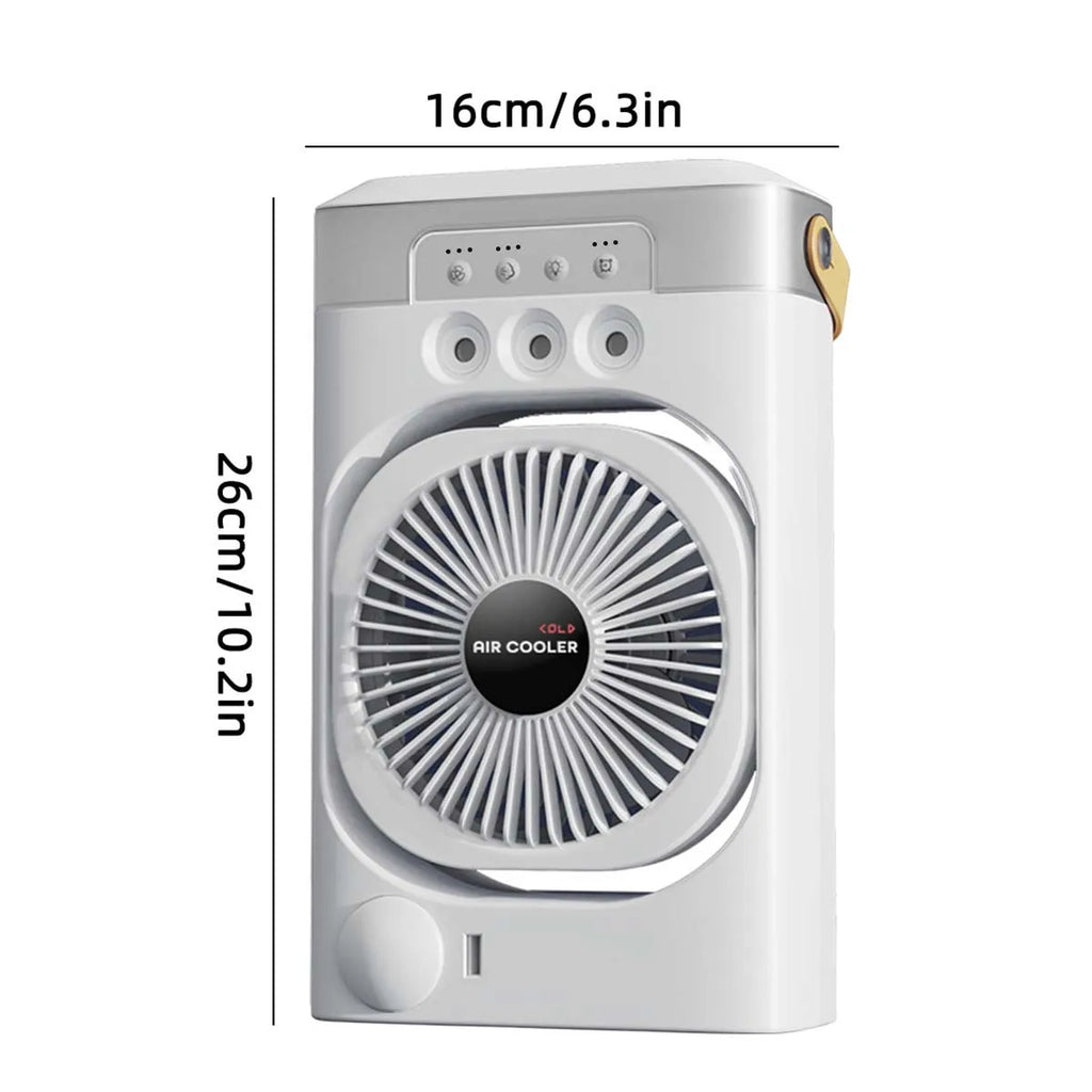 Summer Cooling Fan USB Electric Fan Portable Humidifier LED Night Light 3-in-1 Fan Air Conditioner Suitable for Home and Office