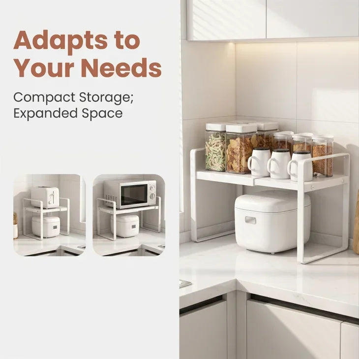 Expandable Kitchen Cabinet Organizer Multi Level Layered Storage Rack for Seasonings Dishes Spices Plates Space Saving Home
