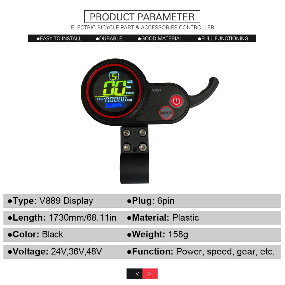 Electric Bike 30A Brushless Controller with SM Plug for 1000W Motor with LCD Display Panel S800 S830 E-scooter Meter Control UKC