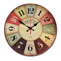 12 Inch Retro Wooden Wall Clock Farmhouse Decor, Silent Non Ticking Wall Clocks Large Decorative - Big Wood Atomic Analog