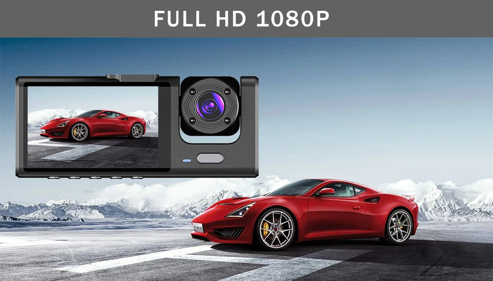 3 Channel Dash Cam HD 1080P 3-Lens Inside Vehicle  Car DVR Three Way Camera DVRs Recorder Video Registrator Dashcam Camcorder