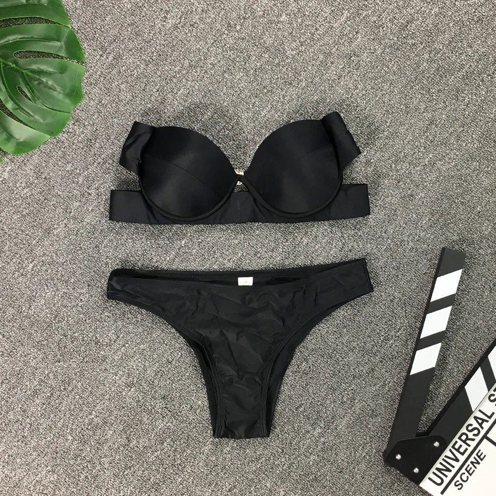 Bikini Swimwear Women 2024 New Bikini Bra Black Pack Swimsuit Women's Swimsuit Bikini