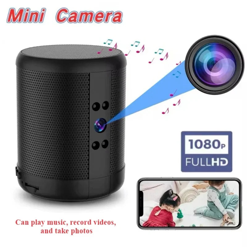 Mini Home Security Surveillance Camera, 4K HD, WiFi, Bluetooth Speaker, Two-Way Remote Intercom, Night Vision Cam,  Battery