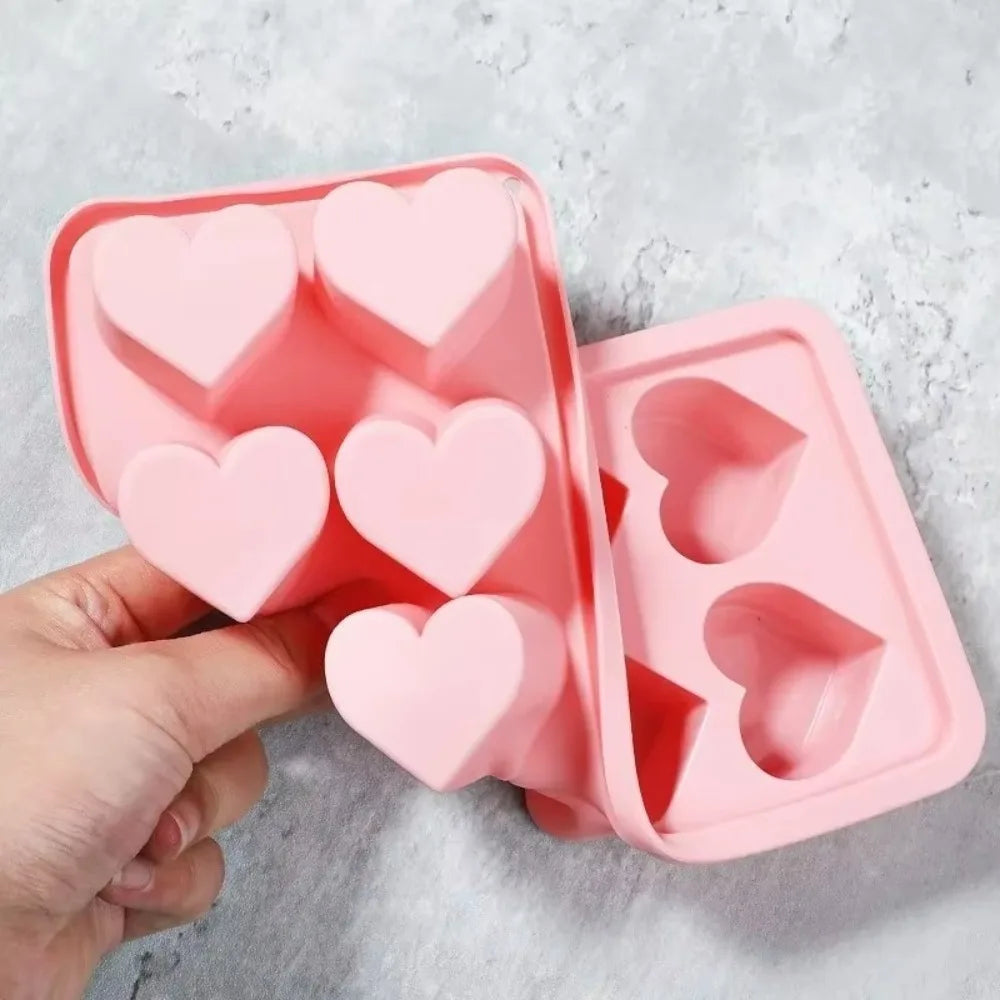 New 3D Love Heart Ice Tray Silicone Pink Blue Red Ice Cube Mold 10 Compartment Easy Release Cupcake Mold Kitchen Gadgets