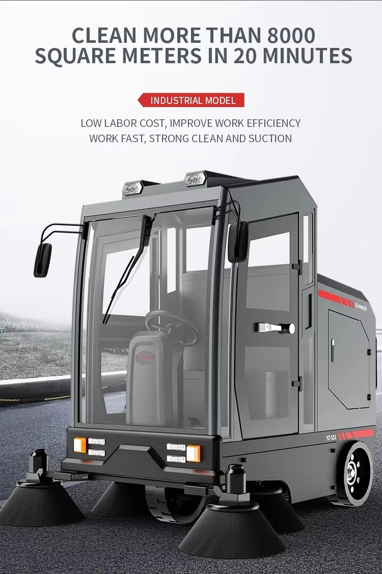 Floor Sweeper Cleaning Machine Industrial Ride-on Street Sweeper Car