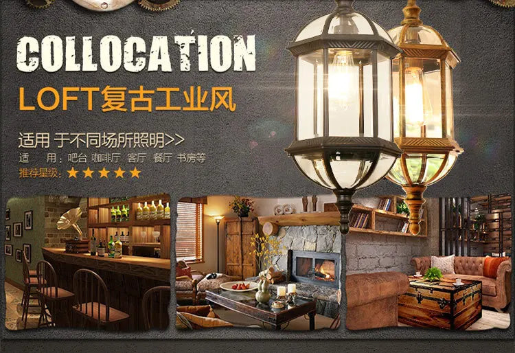 Exterior Aisle Pendant Lights Outdoor Corridor Porch Pendant Light Waterproof Hanging Lanterns Glass Shade Farmhouse Front Door