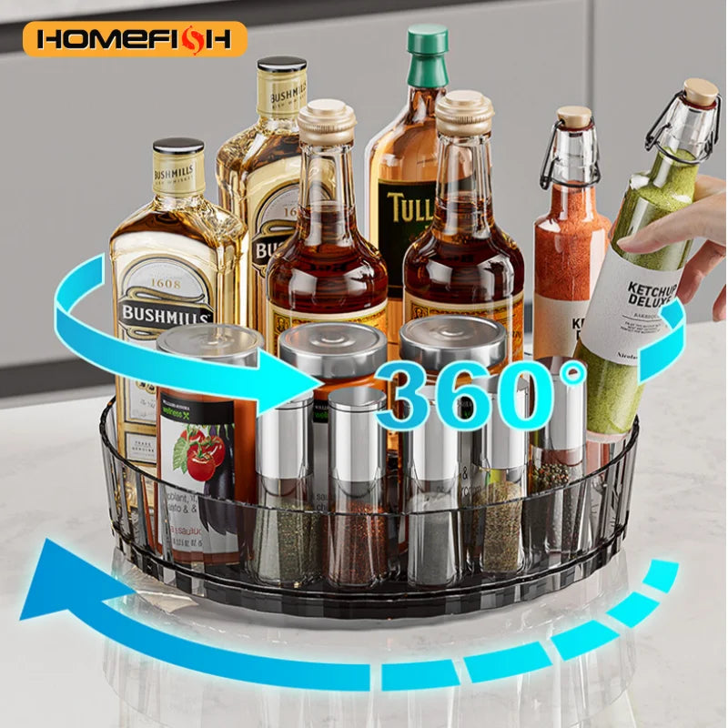 Rotating Countertop Storage Shelf Multi-scene Organizer Stand Kitchen Spice Bottle Holder Bathroom Cosmetic Storage Rack