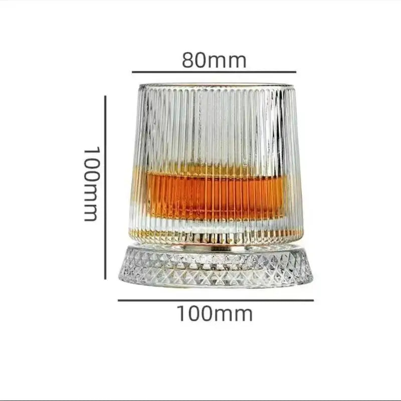2026 Crystal Whiskey Glasses Rotating 360 Degrees Whisky Glass with Glass Base for Cocktail Party Drinking