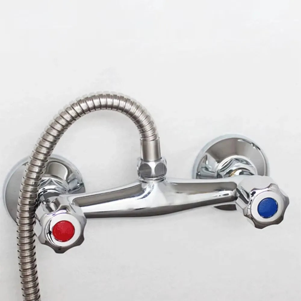 Modern Metal Out Water Inlet Valve Hot and Cold Double Control Double Shower Faucet Valve Wall Mounted Water Tap Mixing Valve