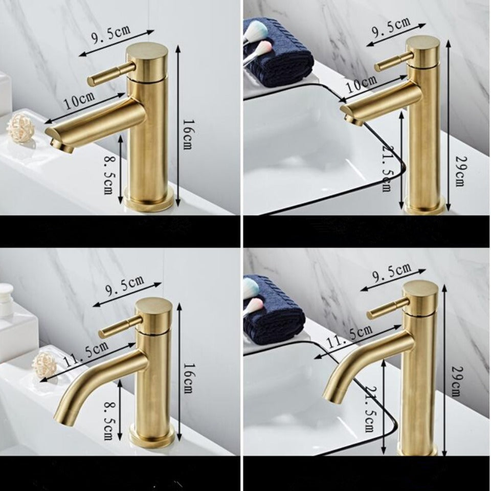 Brushed Gold Bathroom Faucet Modern Lavatory Vanity Sink Faucet Deck Mounted Mixer Toilet Basin Faucets Hot Cold Water Mixer